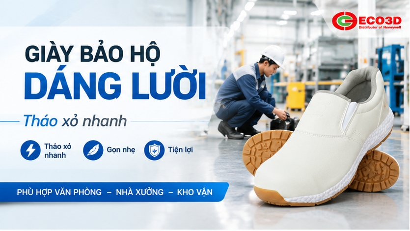 Giày bảo hộ dáng lười tiện lợi tháo xỏ nhanh chóng cho văn phòng nhà xưởng